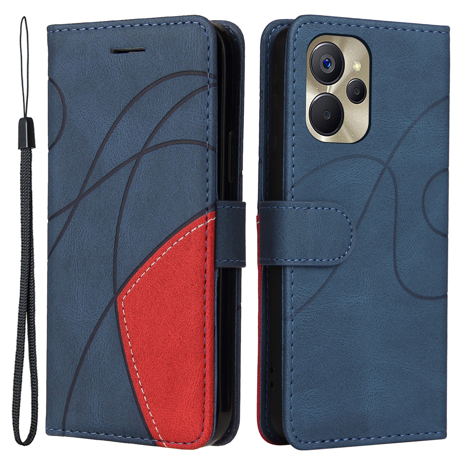 KT Leather Series-1 for Realme 9i 5G / 10 5G / V20 5G Wallet Phone Case Dual-color Splicing Leather Stand Cover