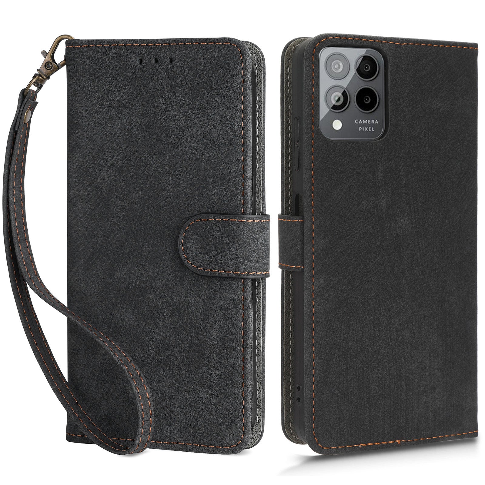 For T-Mobile Revvl 6 Pro 5G / T Phone Pro 5G / Telekom T Phone Pro 5G Phone Case RFID Blocking Wallet Stand Leather Cover with Strap