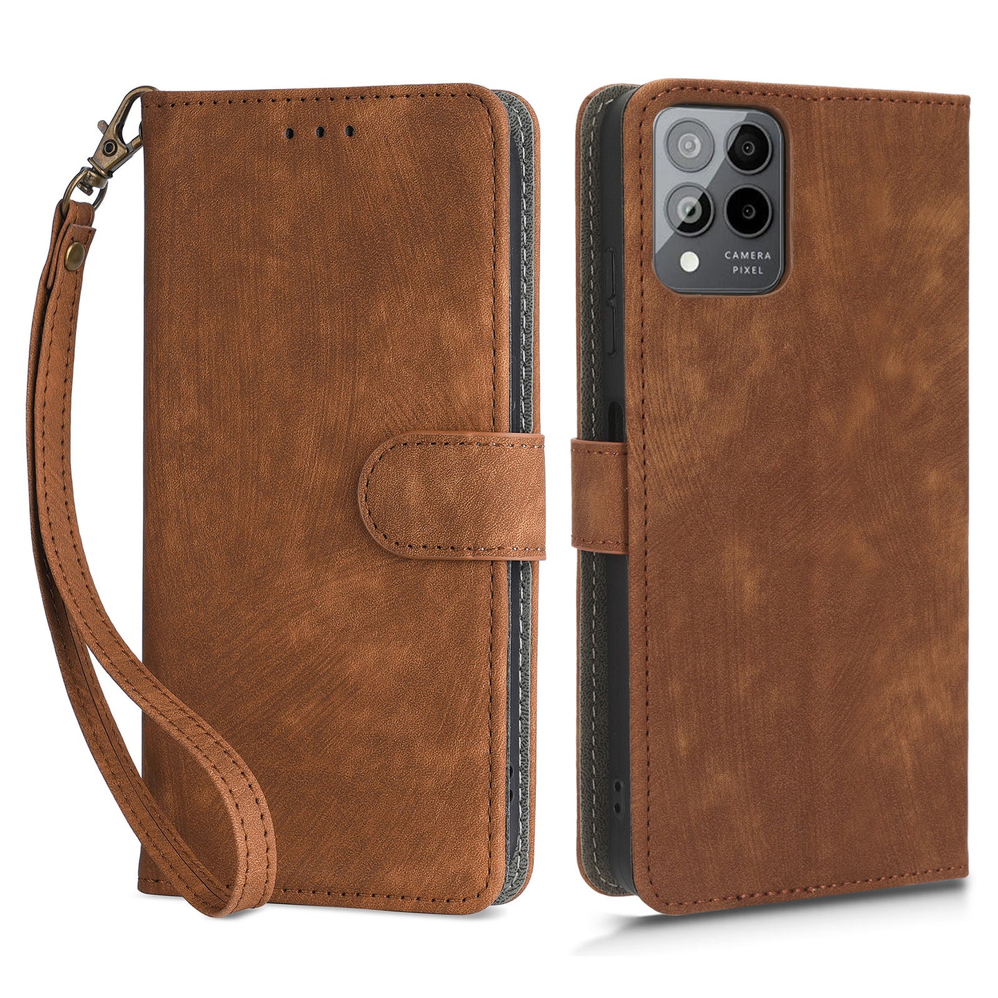 For T-Mobile Revvl 6 Pro 5G / T Phone Pro 5G / Telekom T Phone Pro 5G Phone Case RFID Blocking Wallet Stand Leather Cover with Strap