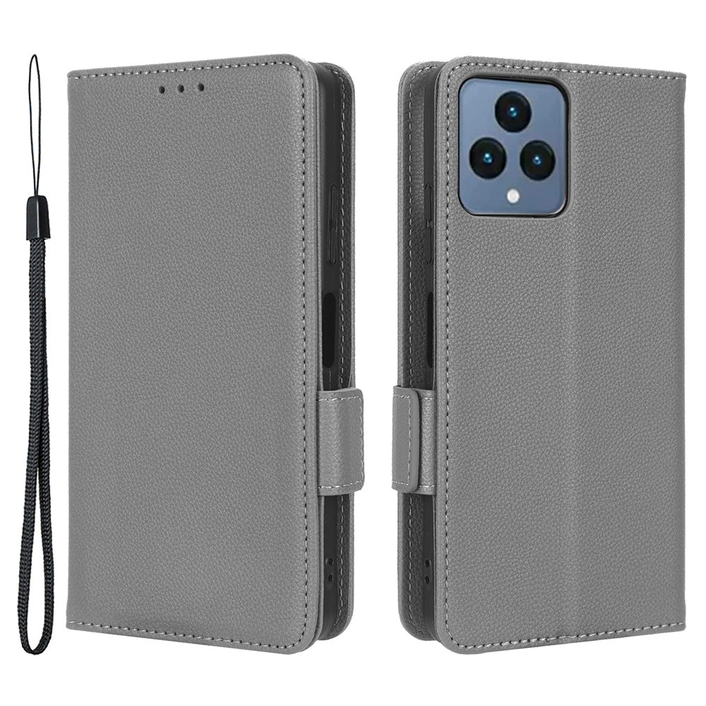 For T-Mobile REVVL 6 5G / T Phone 5G / Telekom T Phone 5G Leather Phone Case Wallet Litchi Texture Phone Stand Cover