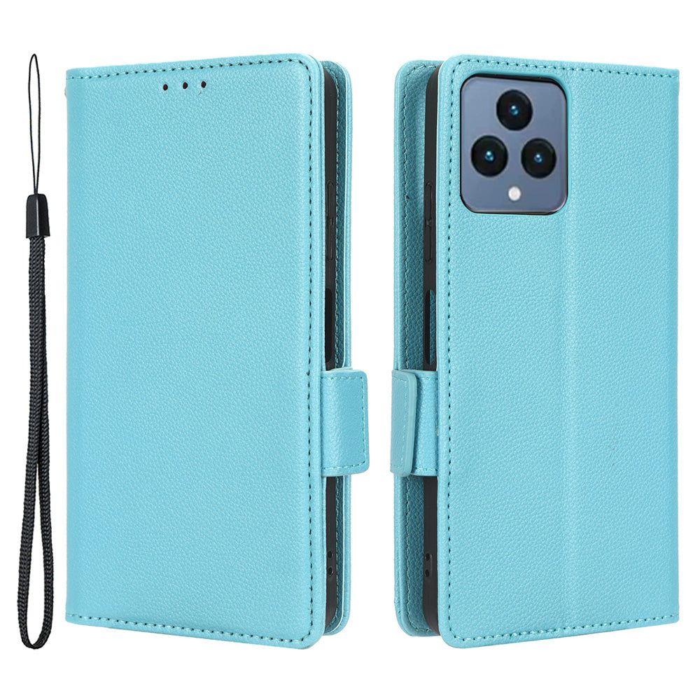 For T-Mobile REVVL 6 5G / T Phone 5G / Telekom T Phone 5G Leather Phone Case Wallet Litchi Texture Phone Stand Cover