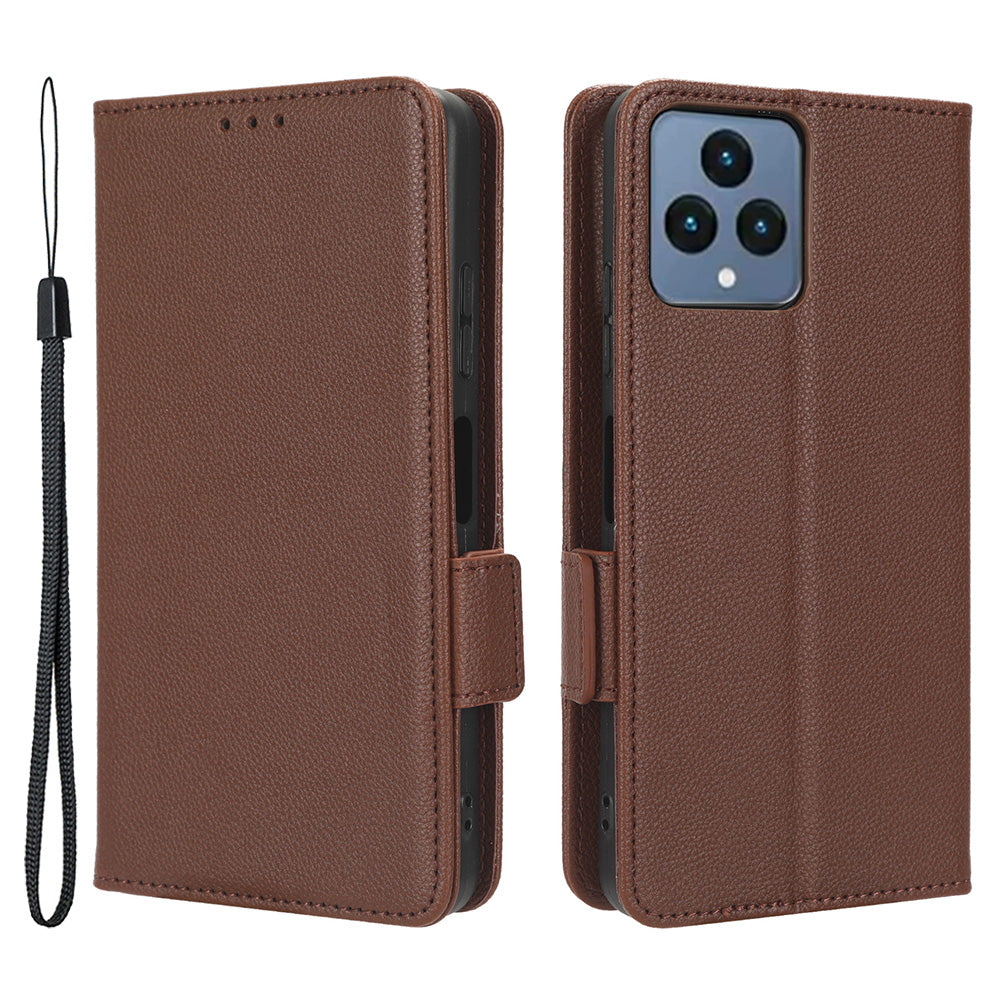 For T-Mobile REVVL 6 5G / T Phone 5G / Telekom T Phone 5G Leather Phone Case Wallet Litchi Texture Phone Stand Cover