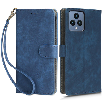 For T-Mobile REVVL 6 5G / T Phone 5G / Telekom T Phone 5G RFID Blocking Phone Case Leather Stand Wallet Cover with Strap