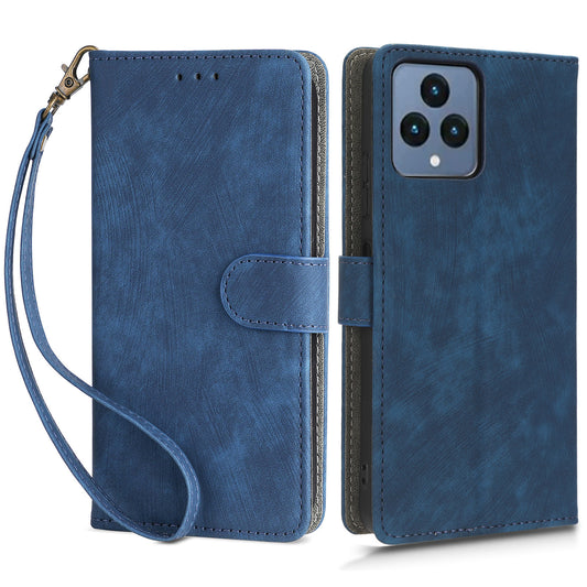 For T-Mobile REVVL 6 5G / T Phone 5G / Telekom T Phone 5G RFID Blocking Phone Case Leather Stand Wallet Cover with Strap