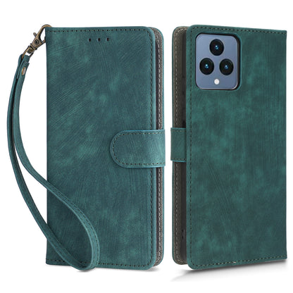 For T-Mobile REVVL 6 5G / T Phone 5G / Telekom T Phone 5G RFID Blocking Phone Case Leather Stand Wallet Cover with Strap
