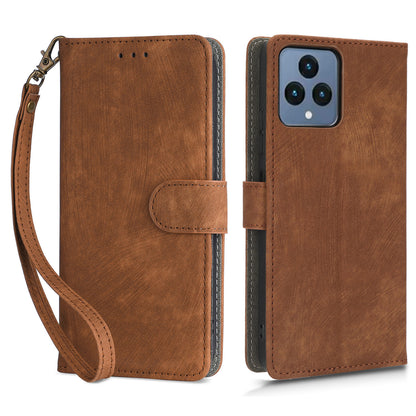 For T-Mobile REVVL 6 5G / T Phone 5G / Telekom T Phone 5G RFID Blocking Phone Case Leather Stand Wallet Cover with Strap
