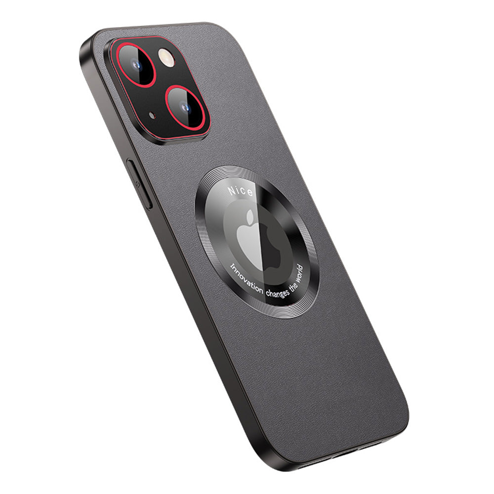 RH05 Protective Case for iPhone 14 Magnetic Phone Shell PU Leather Coated Soft TPU PC Case