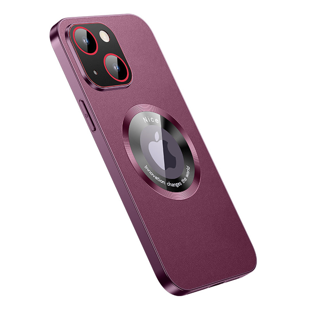 RH05 Protective Case for iPhone 14 Magnetic Phone Shell PU Leather Coated Soft TPU PC Case