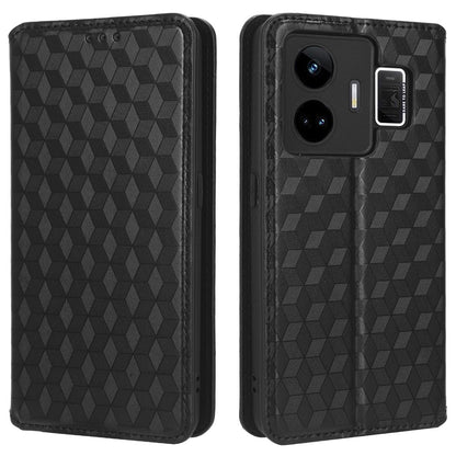 For Realme GT Neo 5 5G / GT3 5G Wallet Stand Phone Leather Case Imprinted Rhombus Pattern Phone Cover