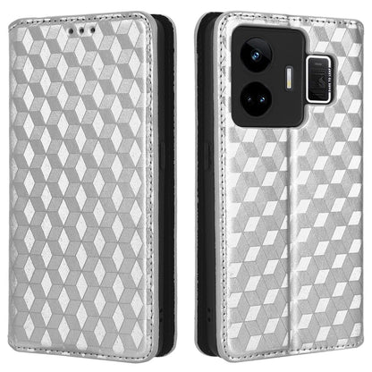 For Realme GT Neo 5 5G / GT3 5G Wallet Stand Phone Leather Case Imprinted Rhombus Pattern Phone Cover