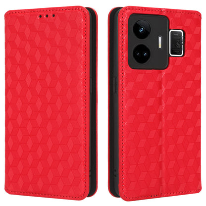 For Realme GT Neo 5 5G / GT3 5G Wallet Stand Phone Leather Case Imprinted Rhombus Pattern Phone Cover