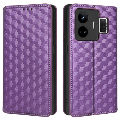 For Realme GT Neo 5 5G / GT3 5G Wallet Stand Phone Leather Case Imprinted Rhombus Pattern Phone Cover