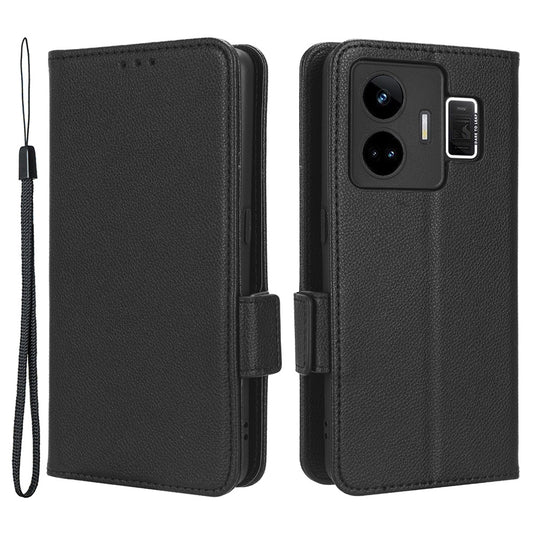 For Realme GT Neo 5 5G / GT3 5G Dual Magnetic Clasp Cover Wallet Stand Litchi Texture PU Leather+TPU Phone Case