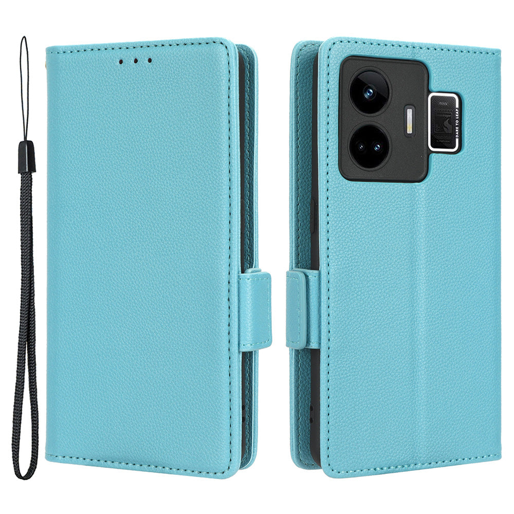 For Realme GT Neo 5 5G / GT3 5G Dual Magnetic Clasp Cover Wallet Stand Litchi Texture PU Leather+TPU Phone Case