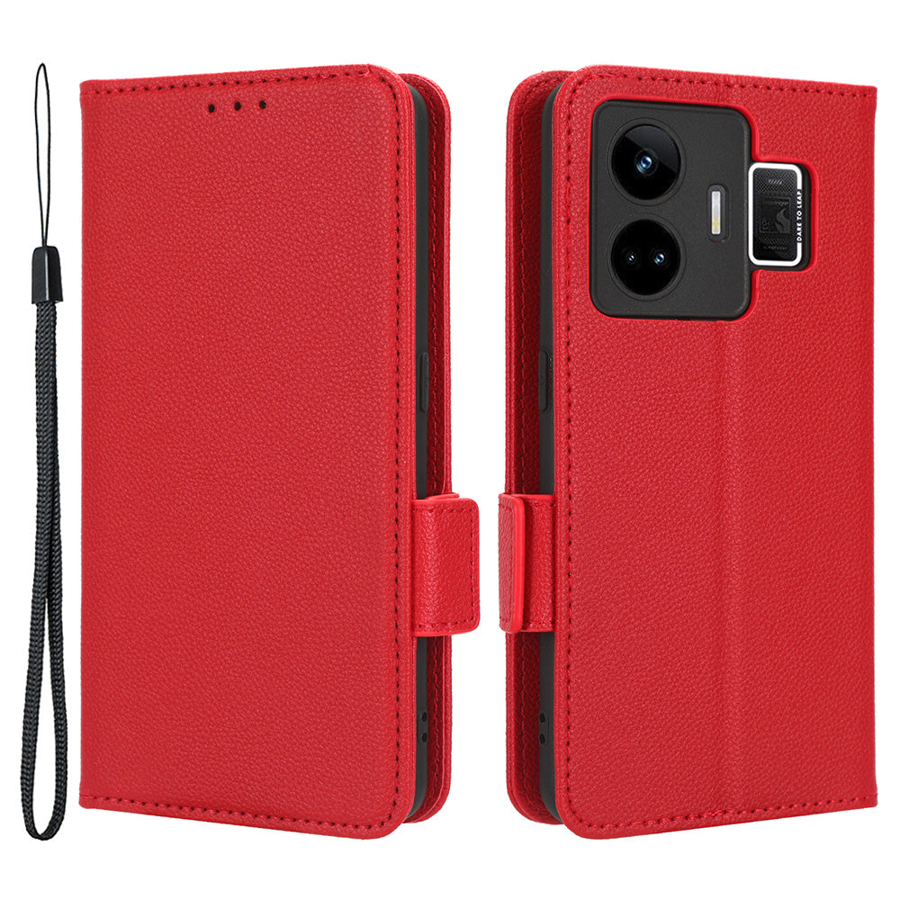 For Realme GT Neo 5 5G / GT3 5G Dual Magnetic Clasp Cover Wallet Stand Litchi Texture PU Leather+TPU Phone Case