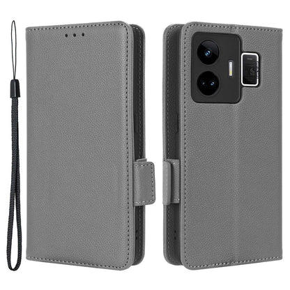 For Realme GT Neo 5 5G / GT3 5G Dual Magnetic Clasp Cover Wallet Stand Litchi Texture PU Leather+TPU Phone Case