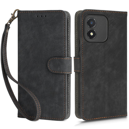 For Honor X5 4G RFID Blocking Leather Wallet Case Stand Anti-Shock Phone Cover with Strap