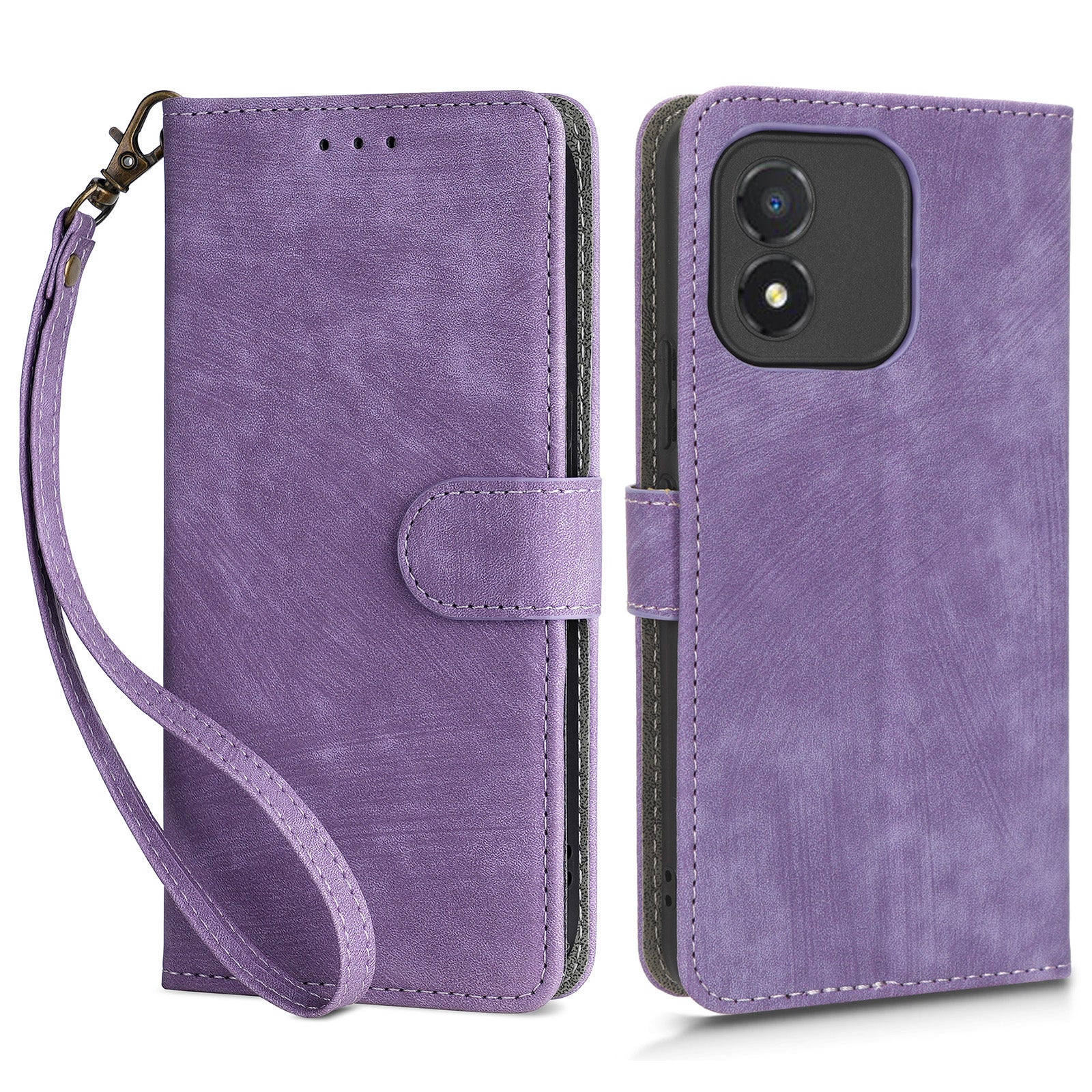 For Honor X5 4G RFID Blocking Leather Wallet Case Stand Anti-Shock Phone Cover with Strap