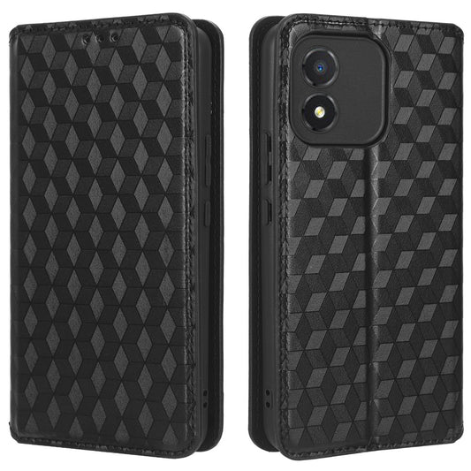 Mobile Phone Case for Honor X5 4G , Wallet Stand Imprinted Rhombus Pattern Leather Phone Cover