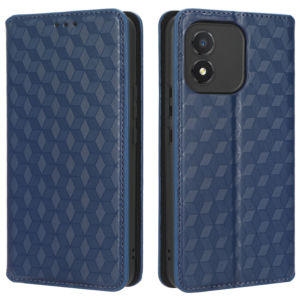 Mobile Phone Case for Honor X5 4G , Wallet Stand Imprinted Rhombus Pattern Leather Phone Cover