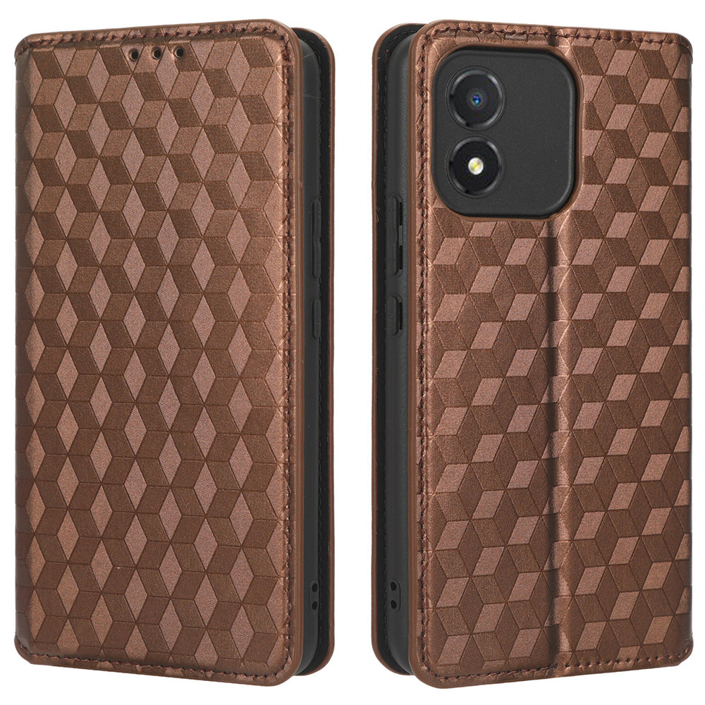 Mobile Phone Case for Honor X5 4G , Wallet Stand Imprinted Rhombus Pattern Leather Phone Cover