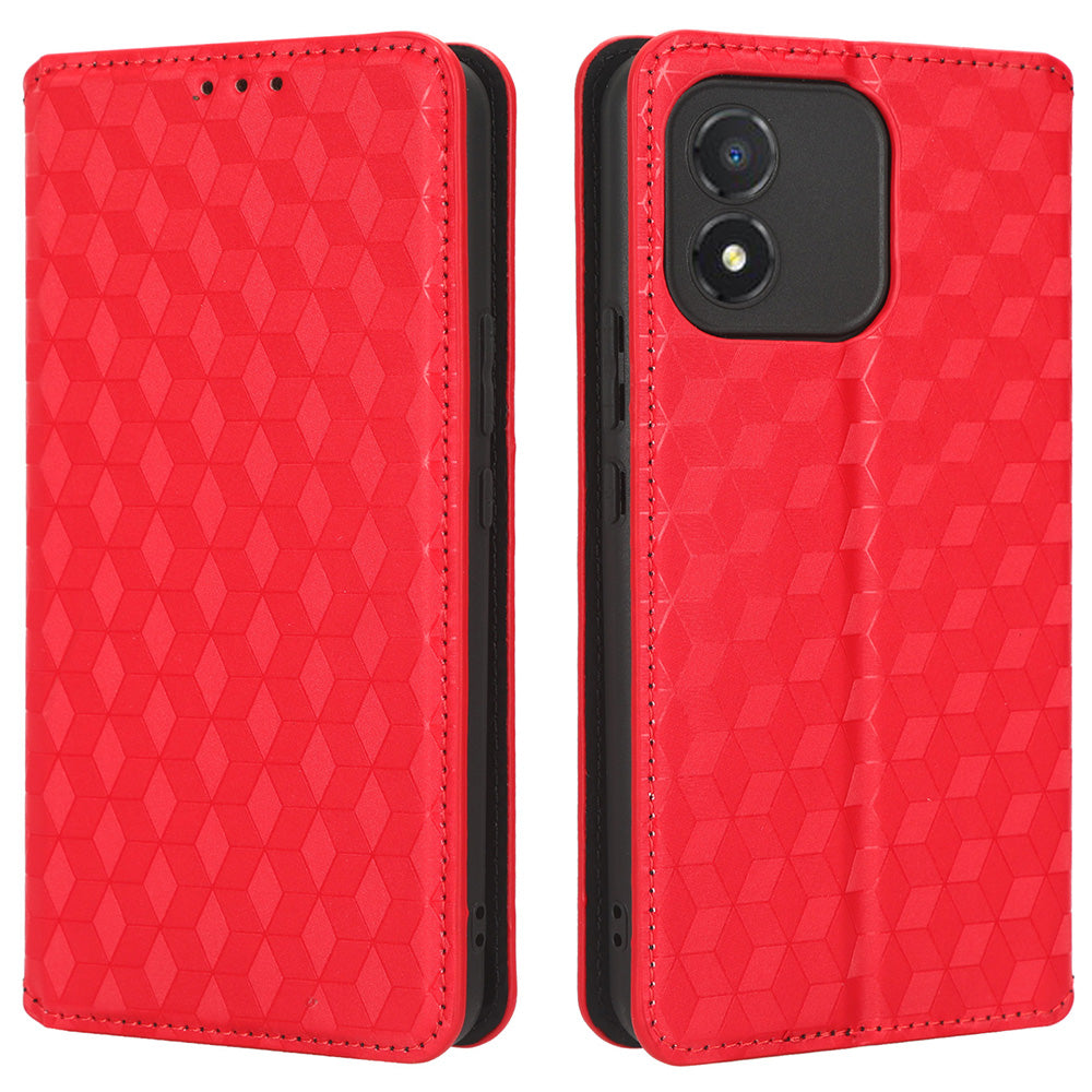 Mobile Phone Case for Honor X5 4G , Wallet Stand Imprinted Rhombus Pattern Leather Phone Cover