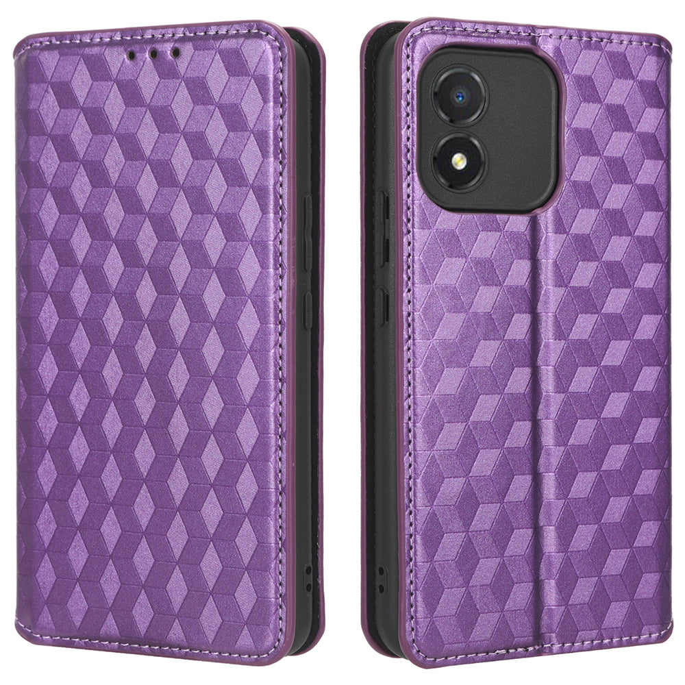 Mobile Phone Case for Honor X5 4G , Wallet Stand Imprinted Rhombus Pattern Leather Phone Cover