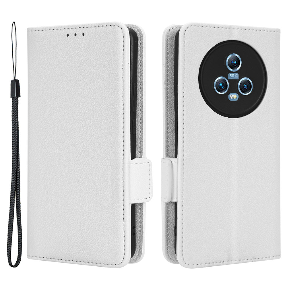 For Honor Magic5 Phone Cover Stand Wallet Litchi Texture PU Leather Dual Magnetic Clasp Phone Case