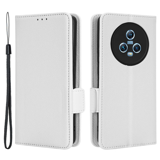 For Honor Magic5 Phone Cover Stand Wallet Litchi Texture PU Leather Dual Magnetic Clasp Phone Case