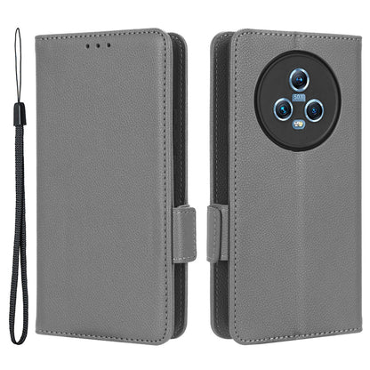 For Honor Magic5 Phone Cover Stand Wallet Litchi Texture PU Leather Dual Magnetic Clasp Phone Case