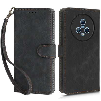 Wallet Phone Case for Honor Magic5 , RFID Blocking Leather Stand Phone Cover with Strap