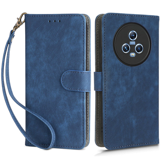 Wallet Phone Case for Honor Magic5 , RFID Blocking Leather Stand Phone Cover with Strap