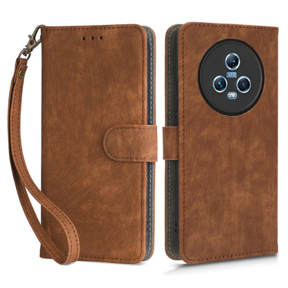 Wallet Phone Case for Honor Magic5 , RFID Blocking Leather Stand Phone Cover with Strap
