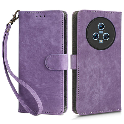 Wallet Phone Case for Honor Magic5 , RFID Blocking Leather Stand Phone Cover with Strap