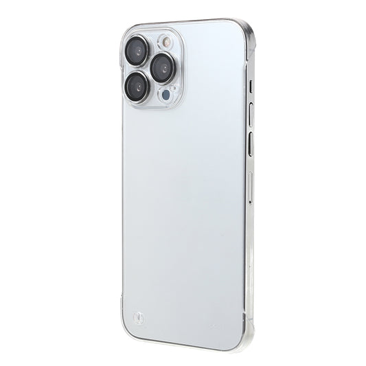 For iPhone 13 Pro Max Hard PC Frameless Phone Case with Glass Lens Protector Clear Cell Phone Cover