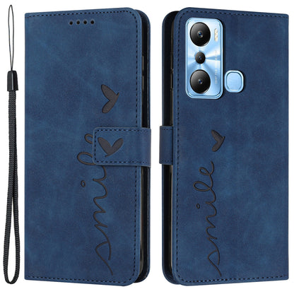 For Infinix Hot 20i 4G Phone Cover Imprinted Heart Shape Phone Leather Case Stand Wallet with Strap