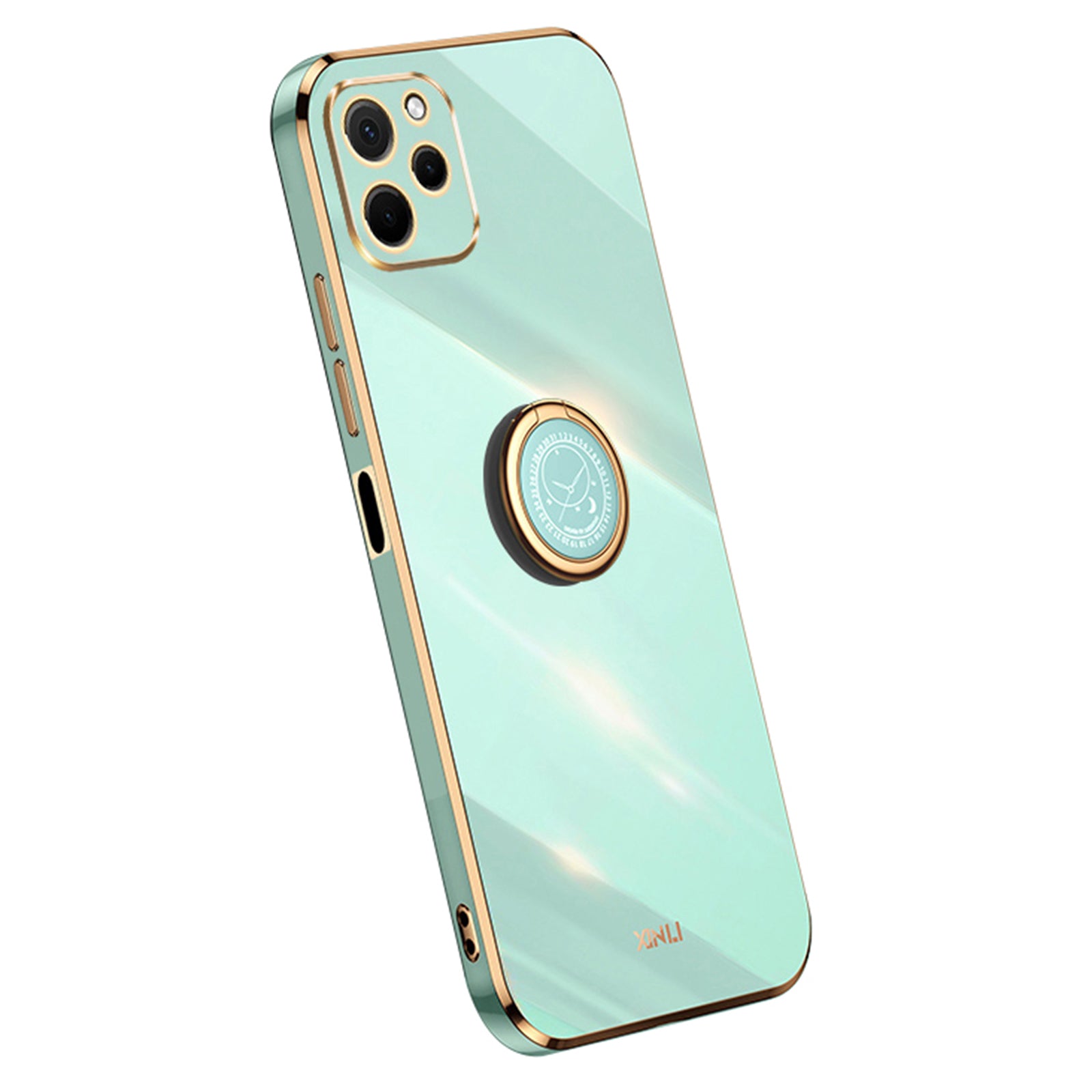 XINLI For Huawei nova Y61 4G Ring Holder Kickstand Phone TPU Case Electroplating Phone Cover