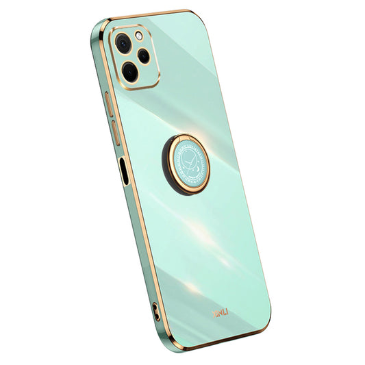 XINLI For Huawei nova Y61 4G Ring Holder Kickstand Phone TPU Case Electroplating Phone Cover