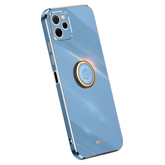 XINLI For Huawei nova Y61 4G Ring Holder Kickstand Phone TPU Case Electroplating Phone Cover