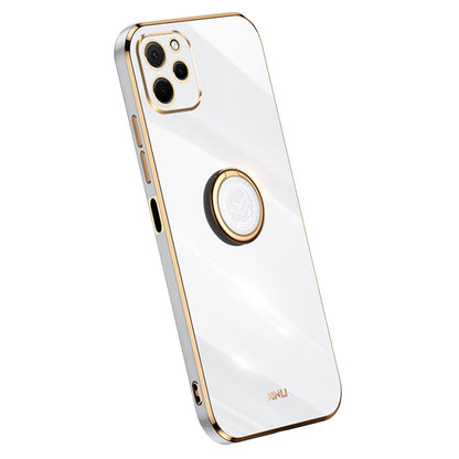 XINLI For Huawei nova Y61 4G Ring Holder Kickstand Phone TPU Case Electroplating Phone Cover