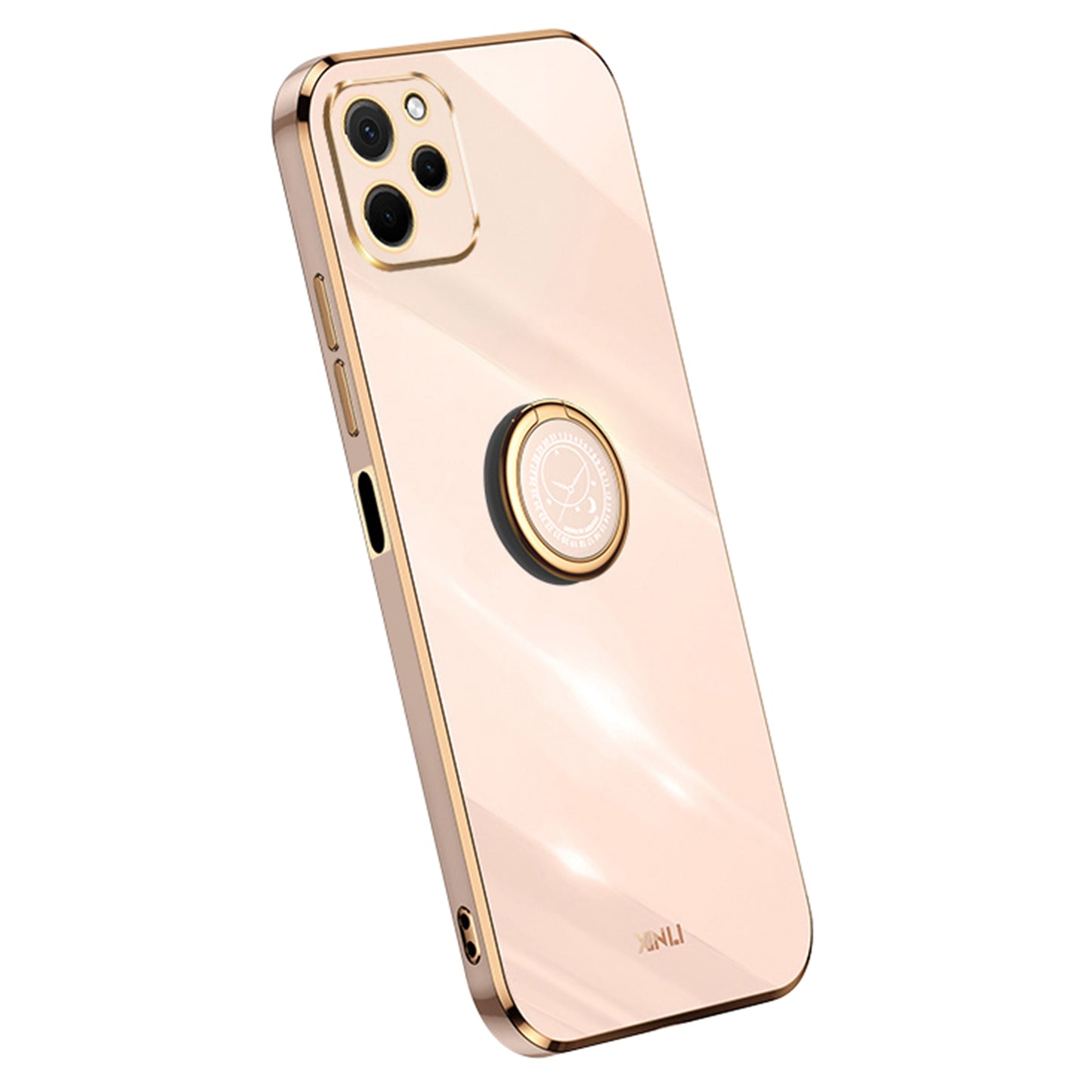 XINLI For Huawei nova Y61 4G Ring Holder Kickstand Phone TPU Case Electroplating Phone Cover