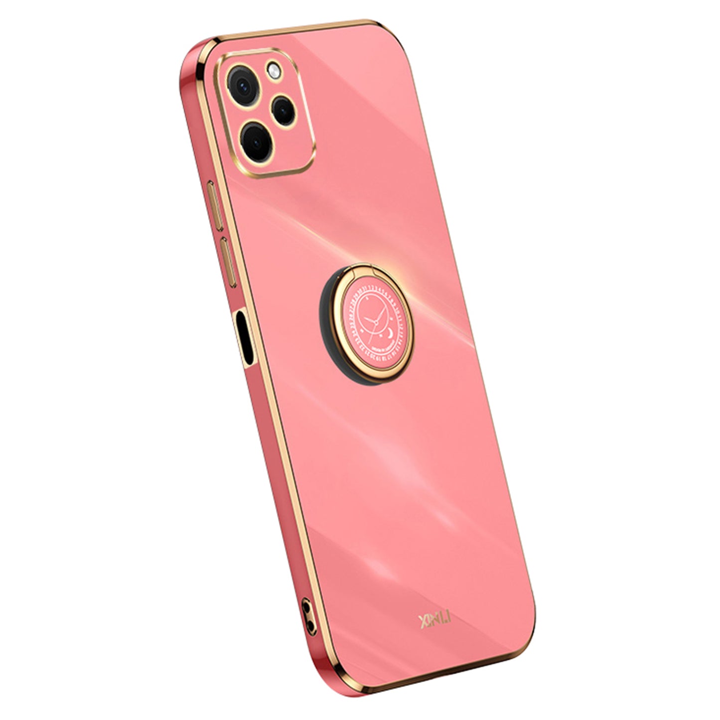 XINLI For Huawei nova Y61 4G Ring Holder Kickstand Phone TPU Case Electroplating Phone Cover