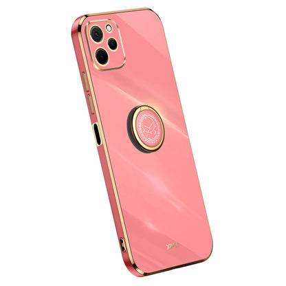 XINLI For Huawei nova Y61 4G Ring Holder Kickstand Phone TPU Case Electroplating Phone Cover