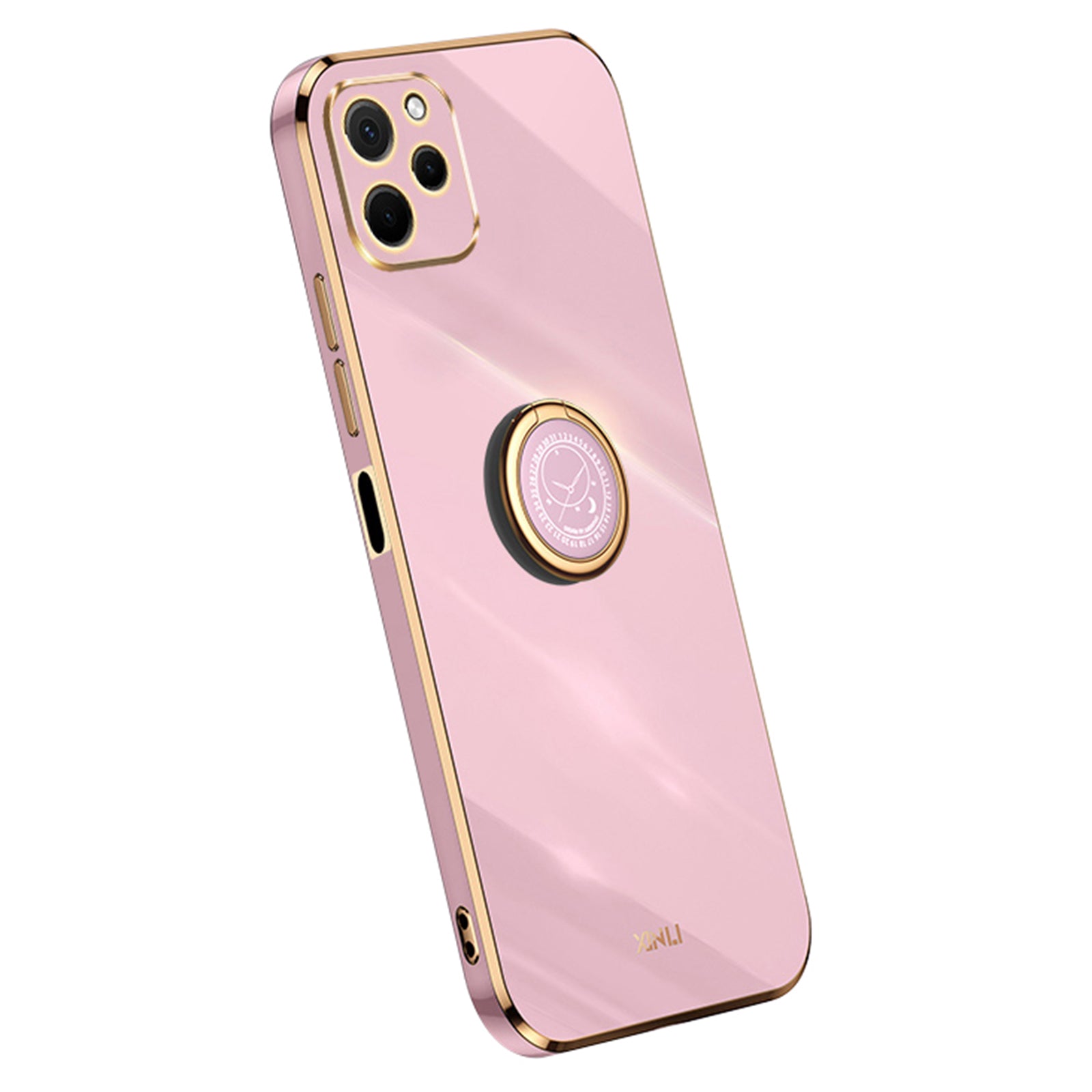 XINLI For Huawei nova Y61 4G Ring Holder Kickstand Phone TPU Case Electroplating Phone Cover