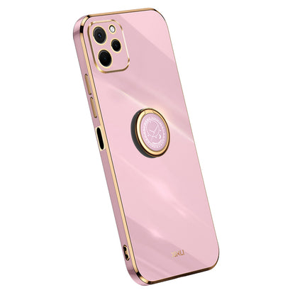 XINLI For Huawei nova Y61 4G Ring Holder Kickstand Phone TPU Case Electroplating Phone Cover