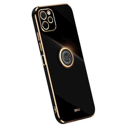 XINLI For Huawei nova Y61 4G Ring Holder Kickstand Phone TPU Case Electroplating Phone Cover