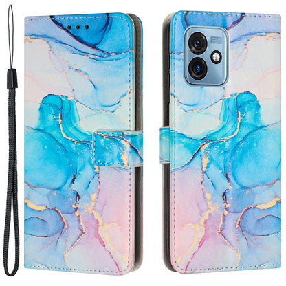 For Motorola Moto G 5G (2023) PU Leather Wallet Case Marble Pattern Flip Stand Phone Cover