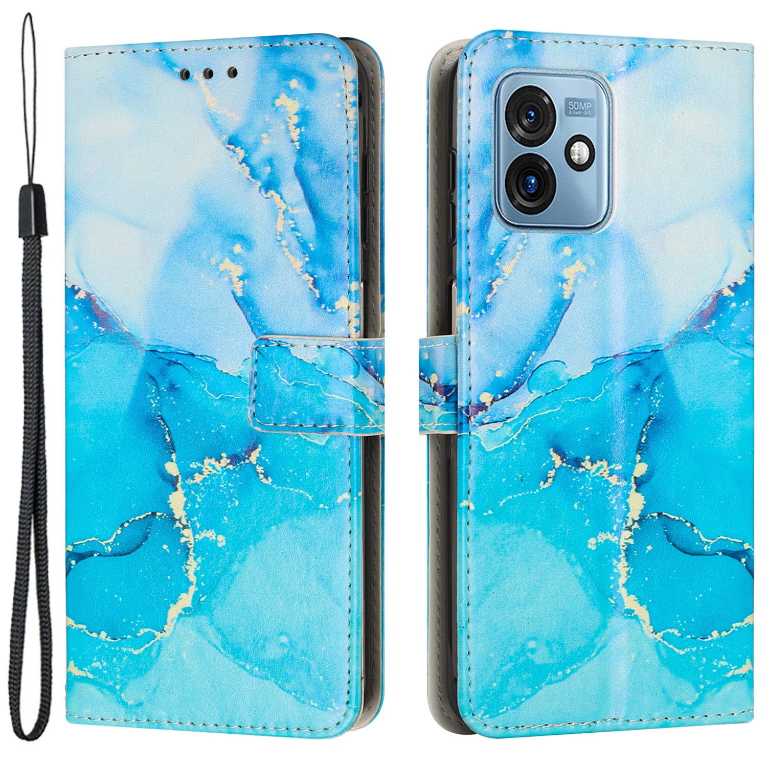 For Motorola Moto G 5G (2023) PU Leather Wallet Case Marble Pattern Flip Stand Phone Cover