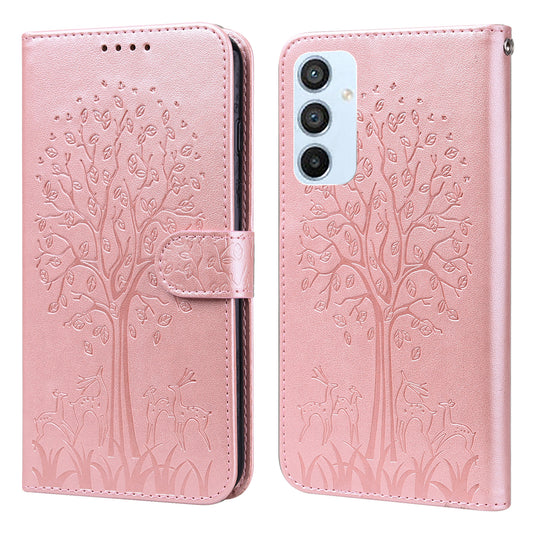For Samsung Galaxy A54 5G PU Leather Wallet Phone Case Deer Tree Pattern Stand Cover