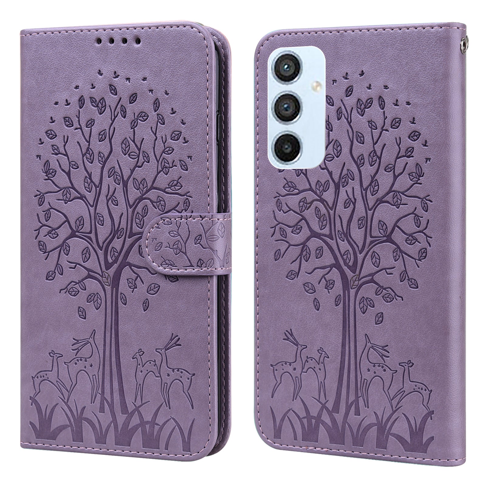 For Samsung Galaxy A54 5G PU Leather Wallet Phone Case Deer Tree Pattern Stand Cover